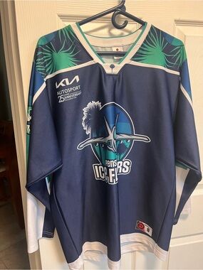 Navy & Teal Pensacola Ice Flyers Men's Hockey Jersey Sz S